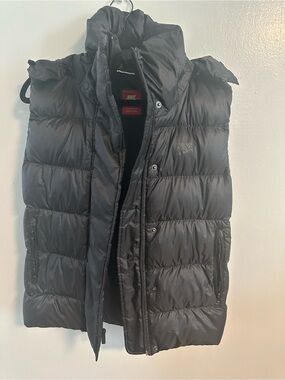 Nike Black Puffer Vest Hooded Full Zip Snap Front Women’s Jacket Size S